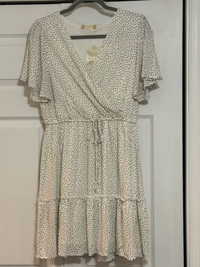 Altar'd State White Mini Dress with Black Polka Dots